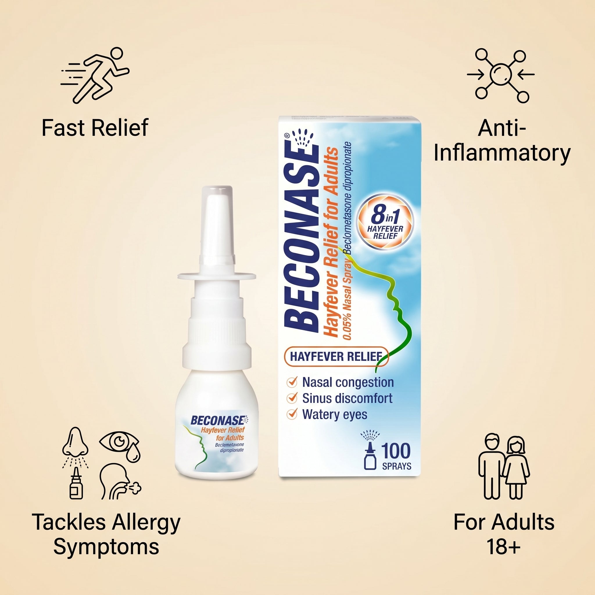 Beconase Hayfever Relief for Adults Nasal Spray 100ml
