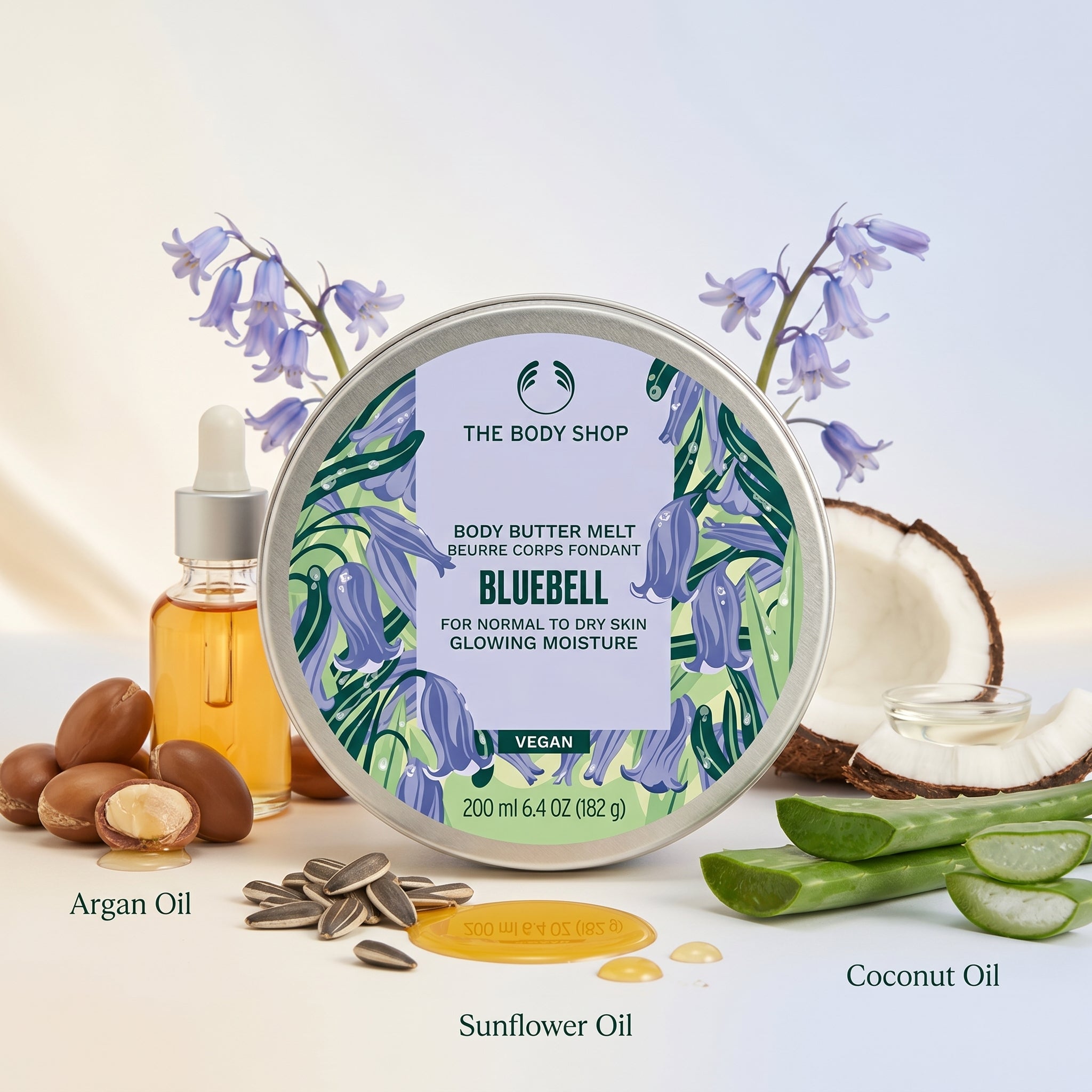 The Body Shop Bluebell Body Butter Melt Glowing Moisturiser 200ml