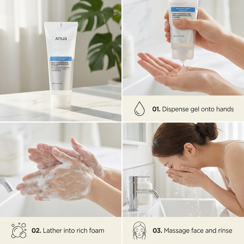 Anua hyaluronic acid 8 + squalane moisturising gentle gel cleanser 150ml