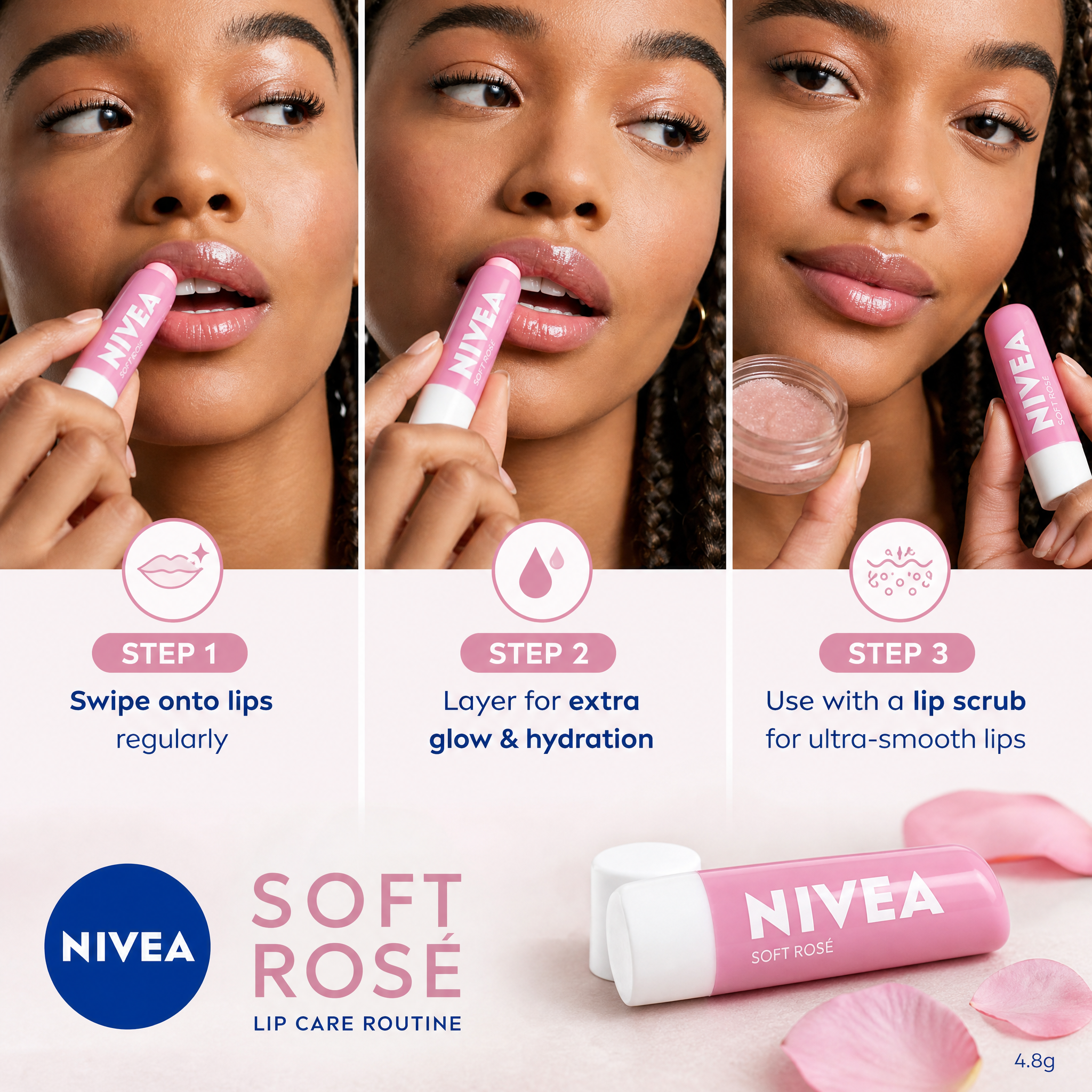 NIVEA Soft Rosé Lip Balm 4.8g