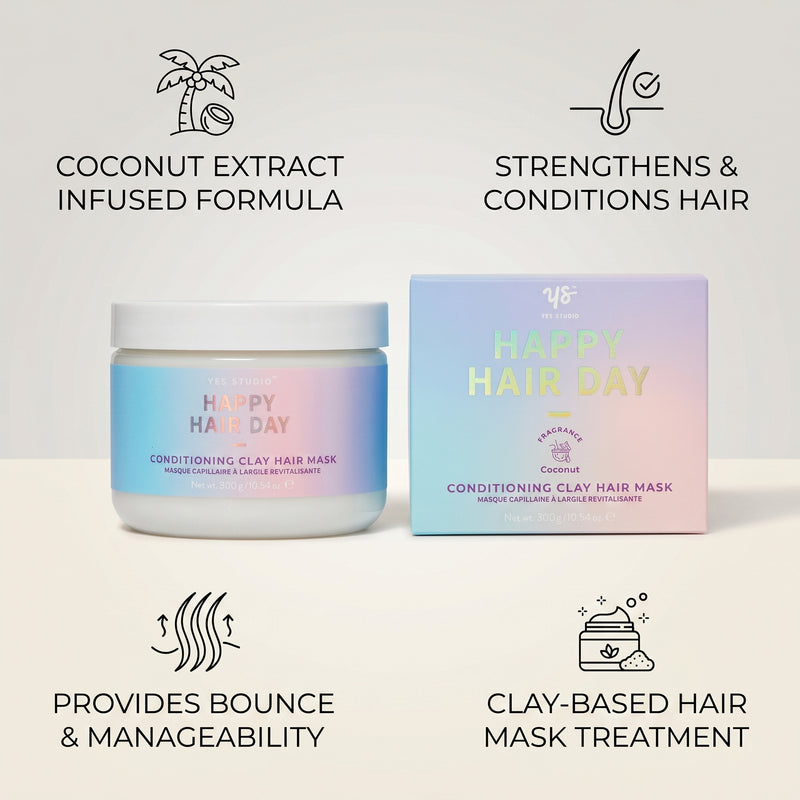 Yes Studio Happy Hair Day Conditioning Clay Hair Mask Coconut 300g