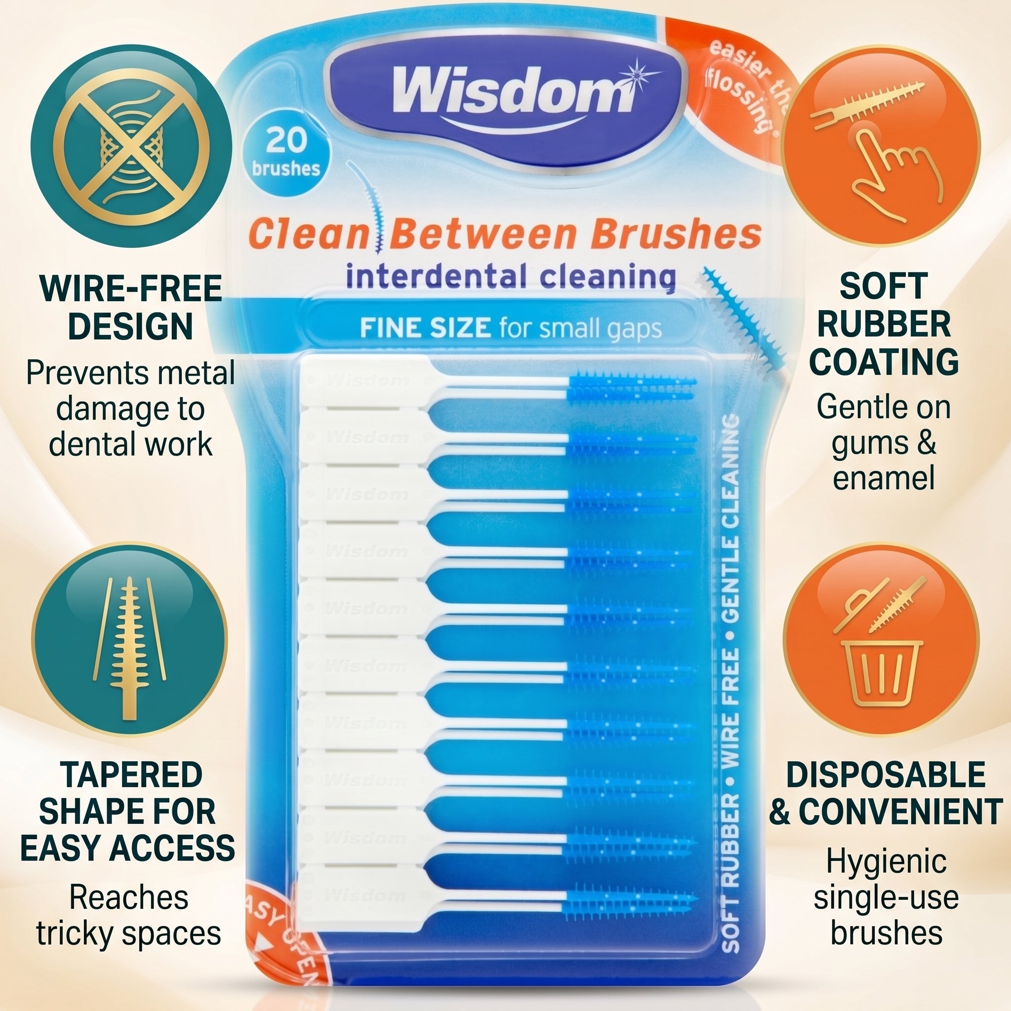 Wisdom Clean Between Interdental Brushes 20 Brushes