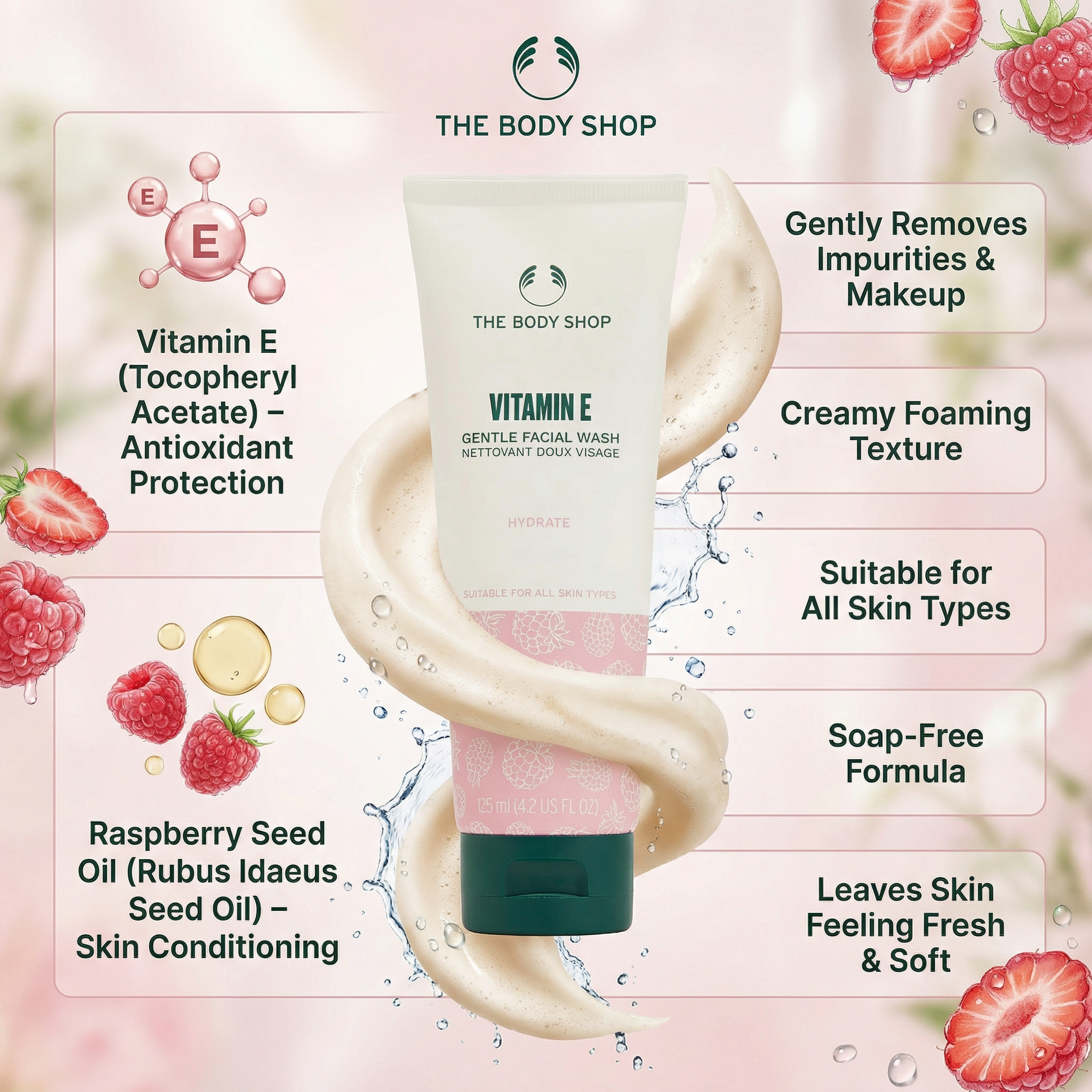 The Body Shop Vitamin E Gentle Face Wash (1x 125ml)