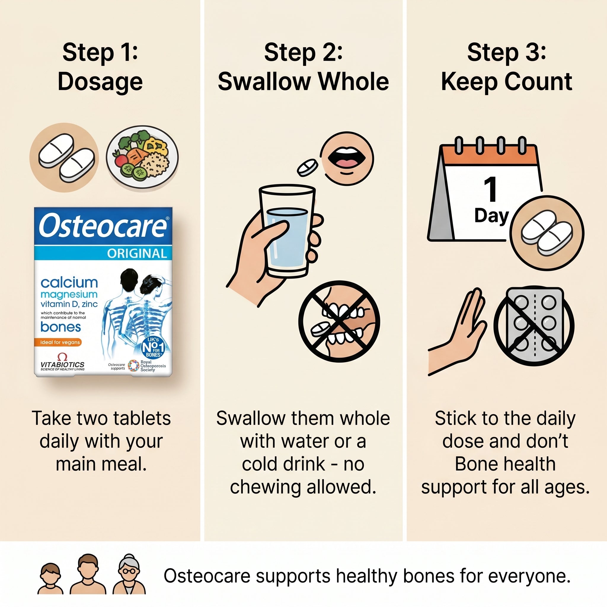 Vitabiotics Osteocare Original Calcium, Magnesium, Vitamin D & Zinc 30 Tabs