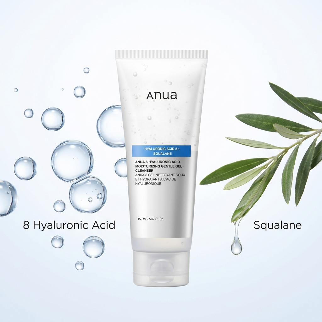 Anua hyaluronic acid 8 + squalane moisturising gentle gel cleanser 150ml
