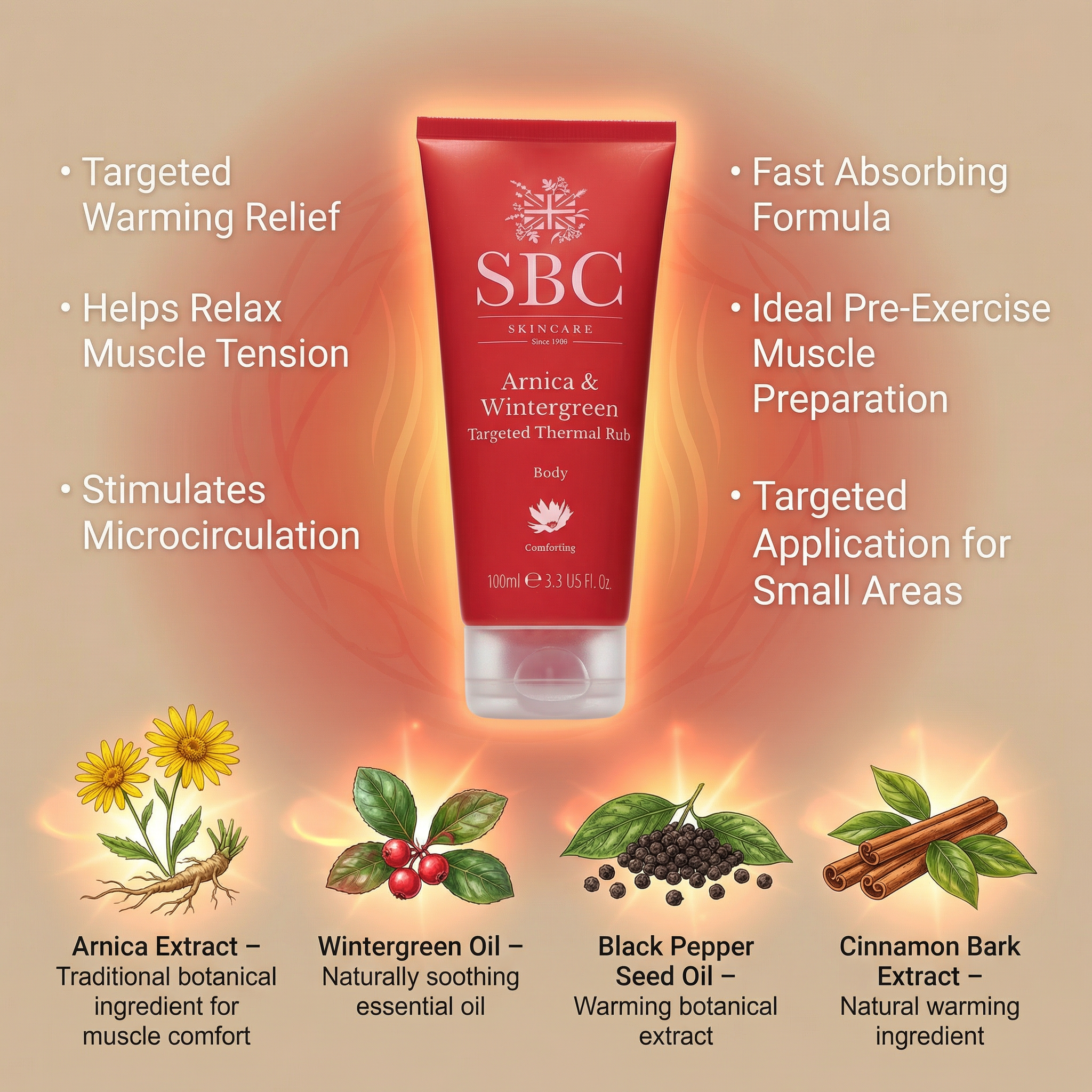 SBC Skincare Arnica & Wintergreen Targeted Thermal Rub 100ml