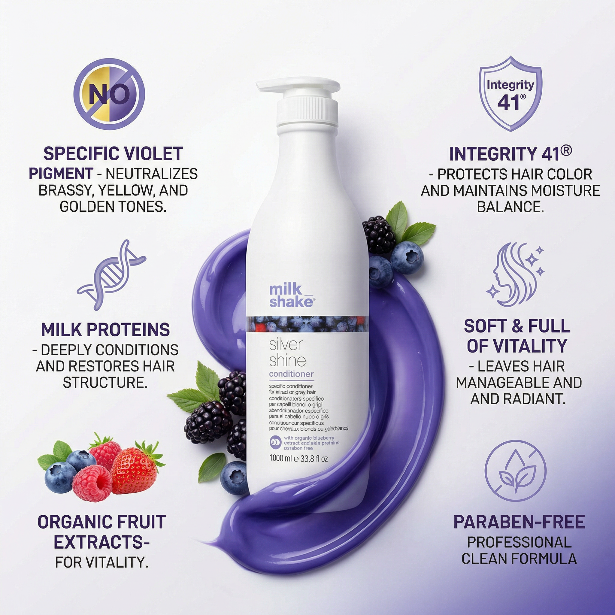 Milk Shake Silver Shine Conditioner 1000ml Professional Hair Care