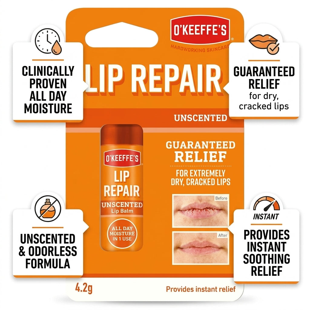 O'Keeffe's Lip Repair Unscented Lip Balm 4.2g