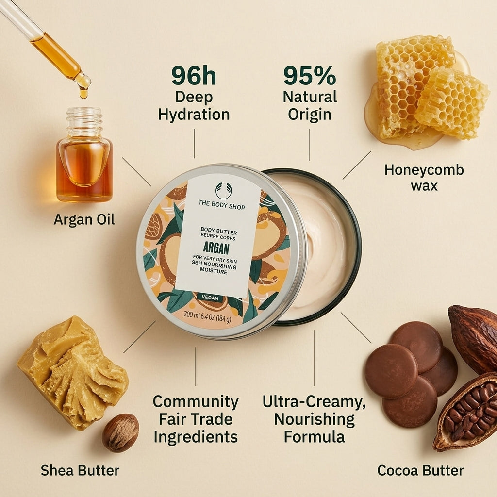 The Body Shop Argan Body Butter 96h Nourishing Moisture 200ml