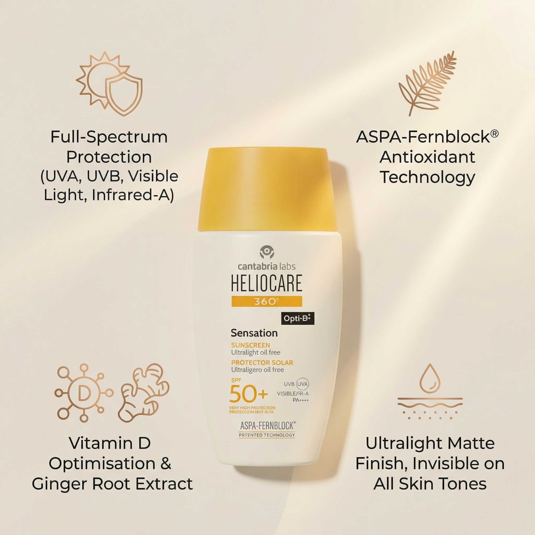 Heliocare 360 sensation sunscreen Opti-D SPF 50+ UVA UVB 50ml