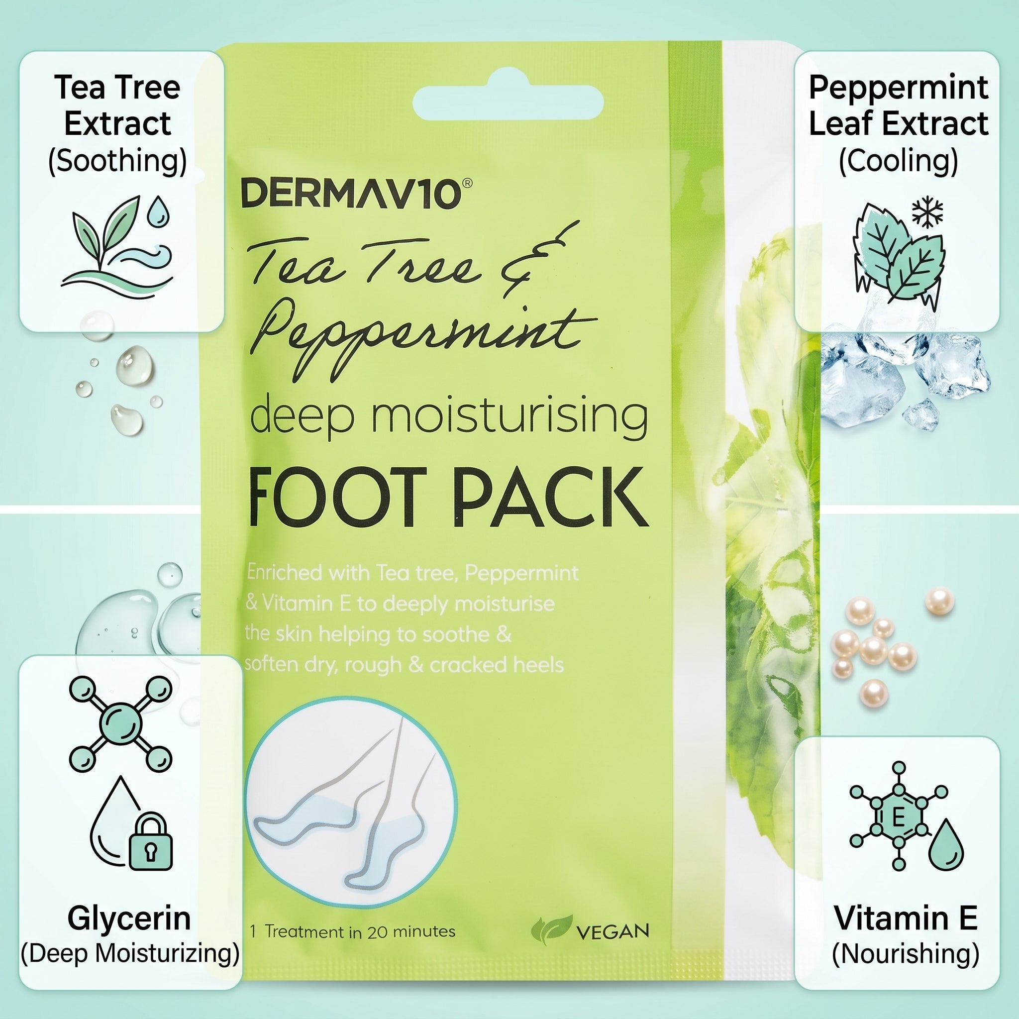 Dermav10 Deep Moisturising Tea Tree & Peppermint Foot