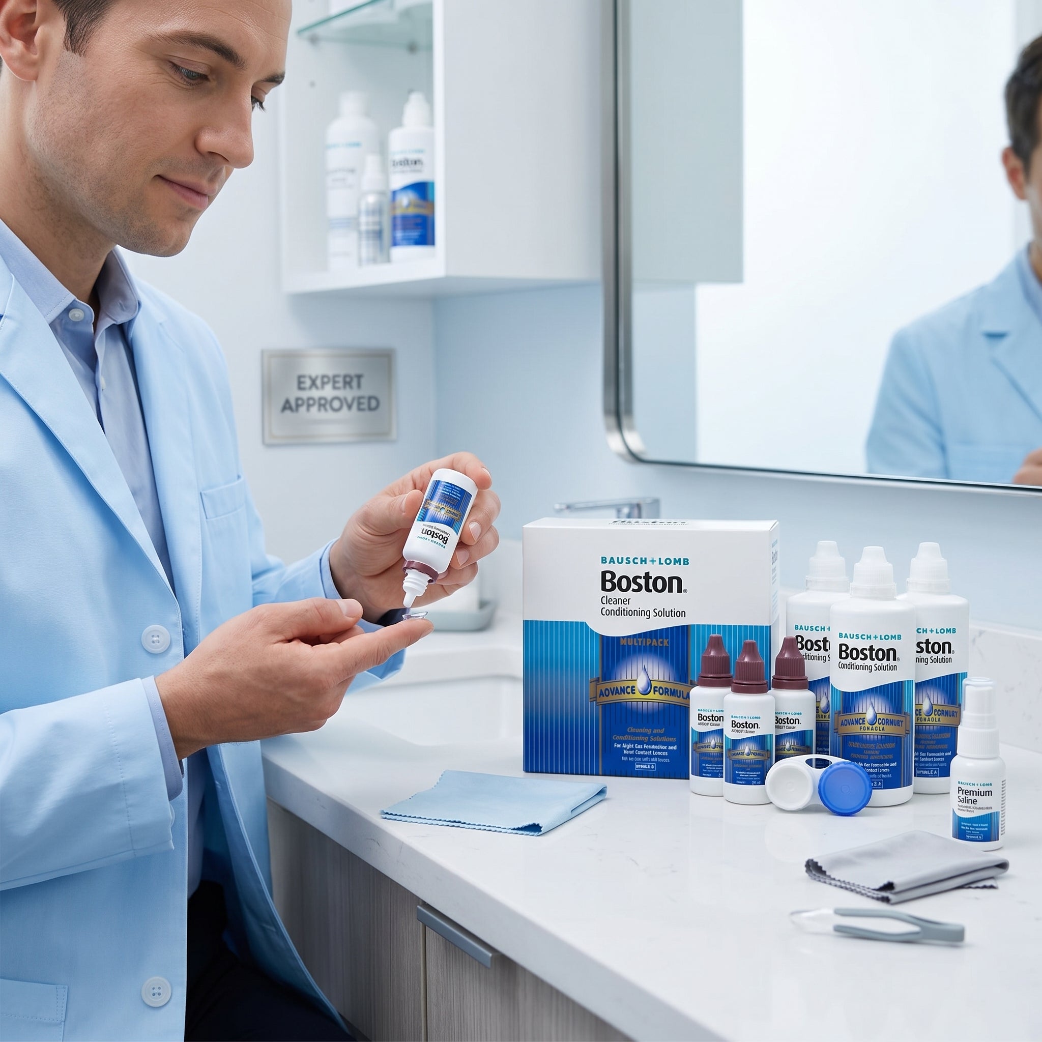 Bausch + Lomb Boston Advance Cleaner Conditioning Solution Multipack 3x30ml Advance Cleaner, 3 x 120ml Advance comfort formula conditioning solution & 1 Contact lens case