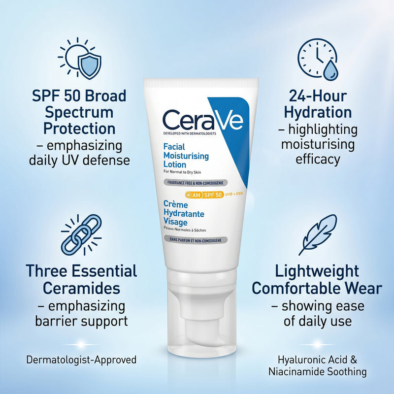 CeraVe AM Facial Moisturising Lotion SPF 50 52ml