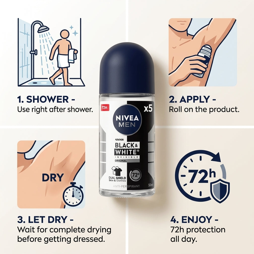 Nivea Black & White Invisible Original 72h x5 Anti-Perspirant 50ml
