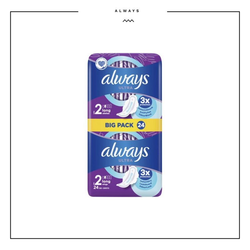 Always - 24x Ultra Sanitary Pads Long Size 2 With Wings - 1 Piece