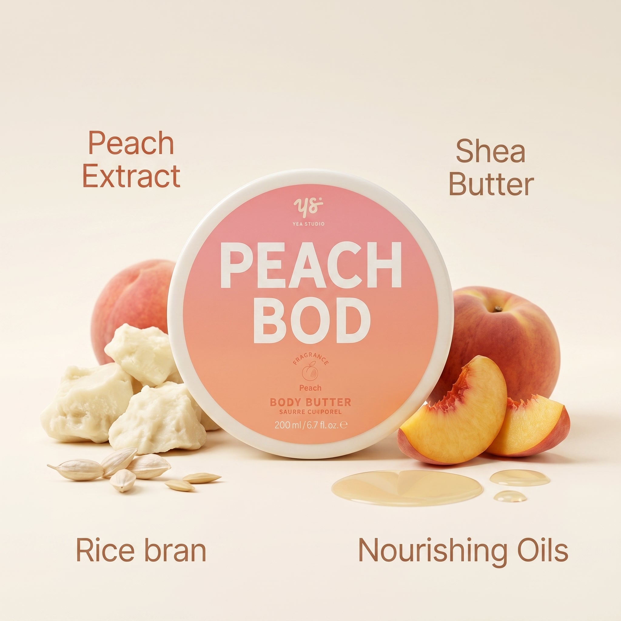 Yes Studio Peach Bod Body Butter 200ml