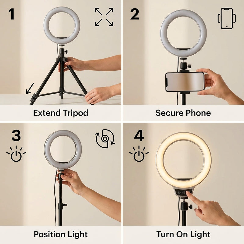 Yes Studio Get Lit Hands Free Selfie Light With Tripod Stand & Smartphone Holder