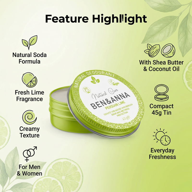 Ben & Anna PerSIAN Wholesale Lime Natural Soda Deodorant Tin 45g