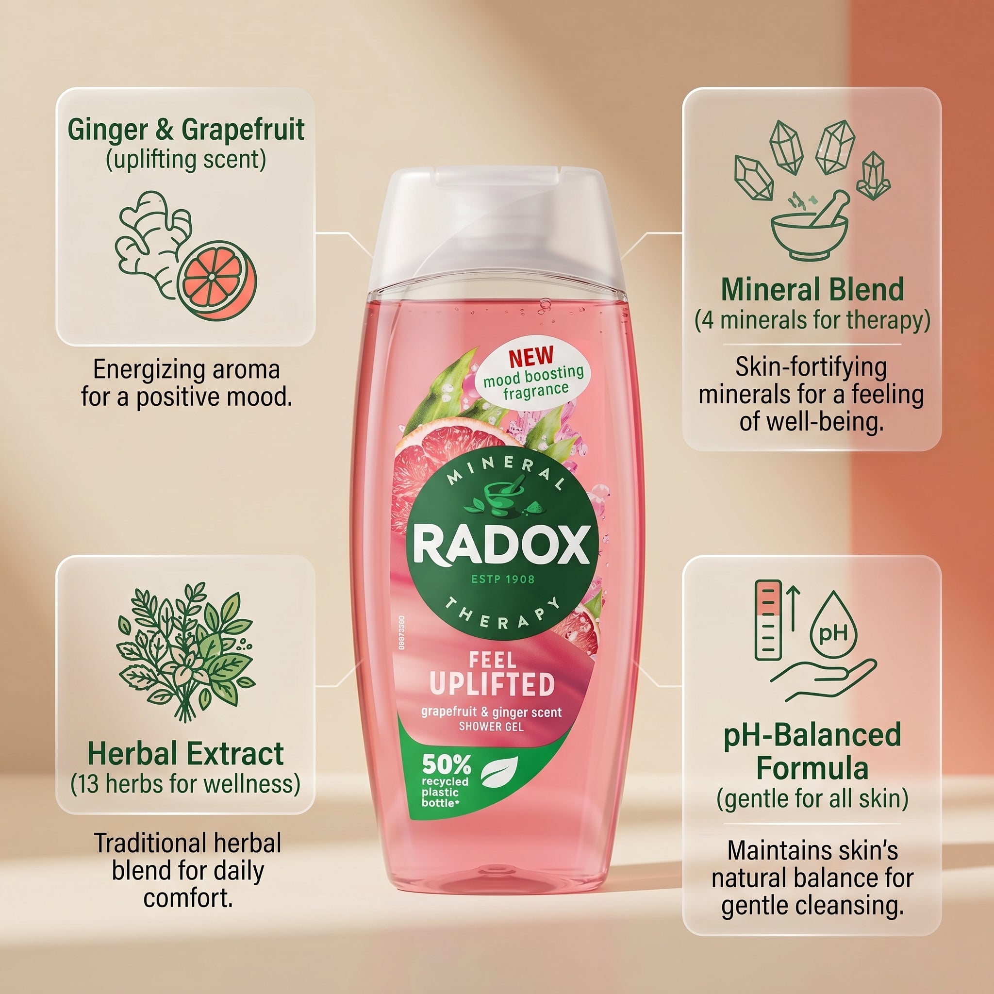 Radox Shower Gel 225ml Feel Uplifted