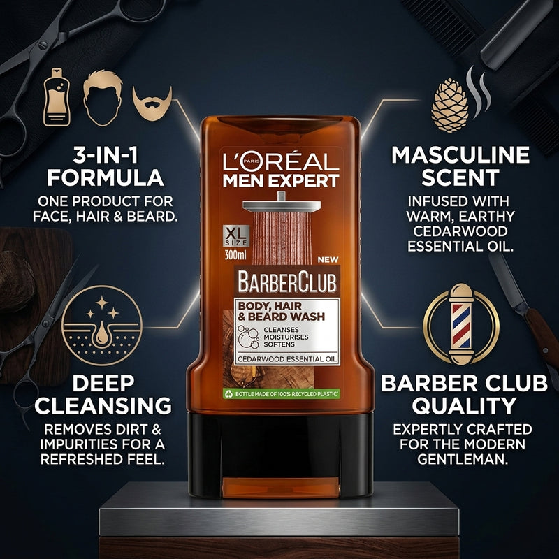 L'Oreal Men Expert Barber Club Body, Hair & Beard Wash 300ml