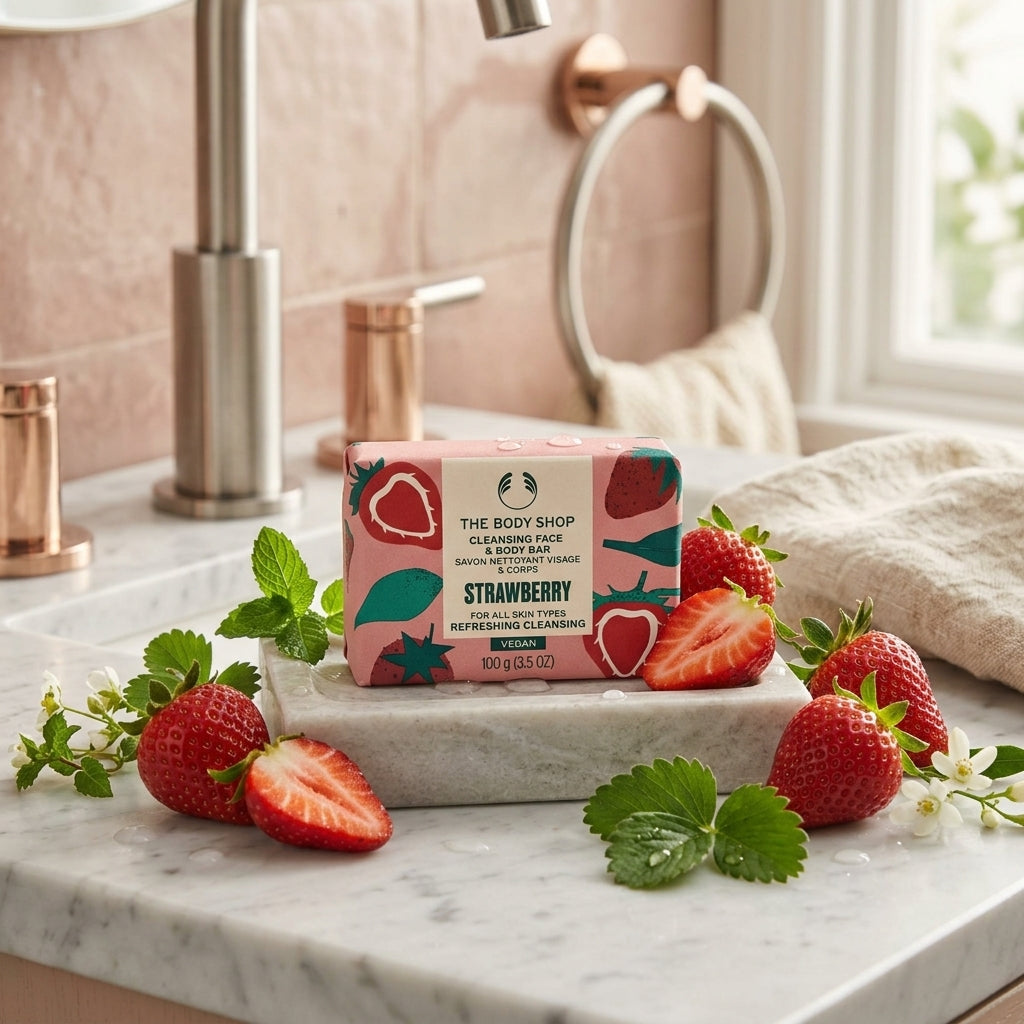 The Body Shop Strawberry Cleansing Face and Body Bar 100g