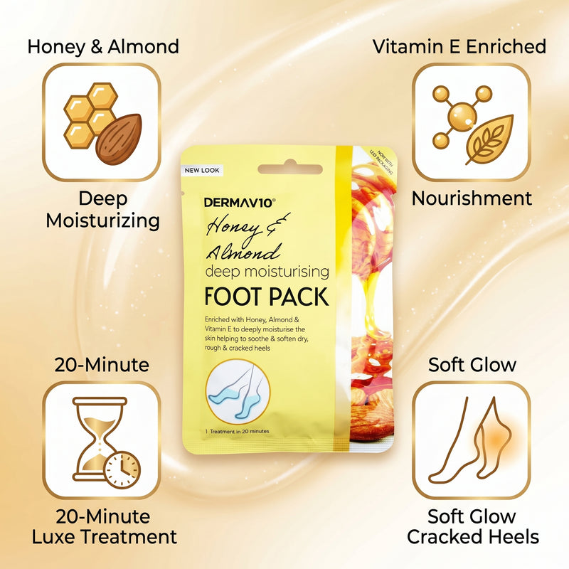 Derma V10 Honey & Almond Deep Moisturising Foot Pack 100ml