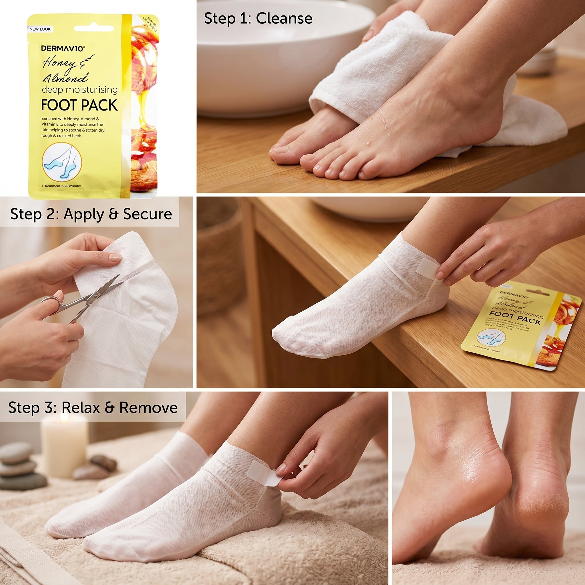 Derma V10 Honey & Almond Deep Moisturising Foot Pack 100ml