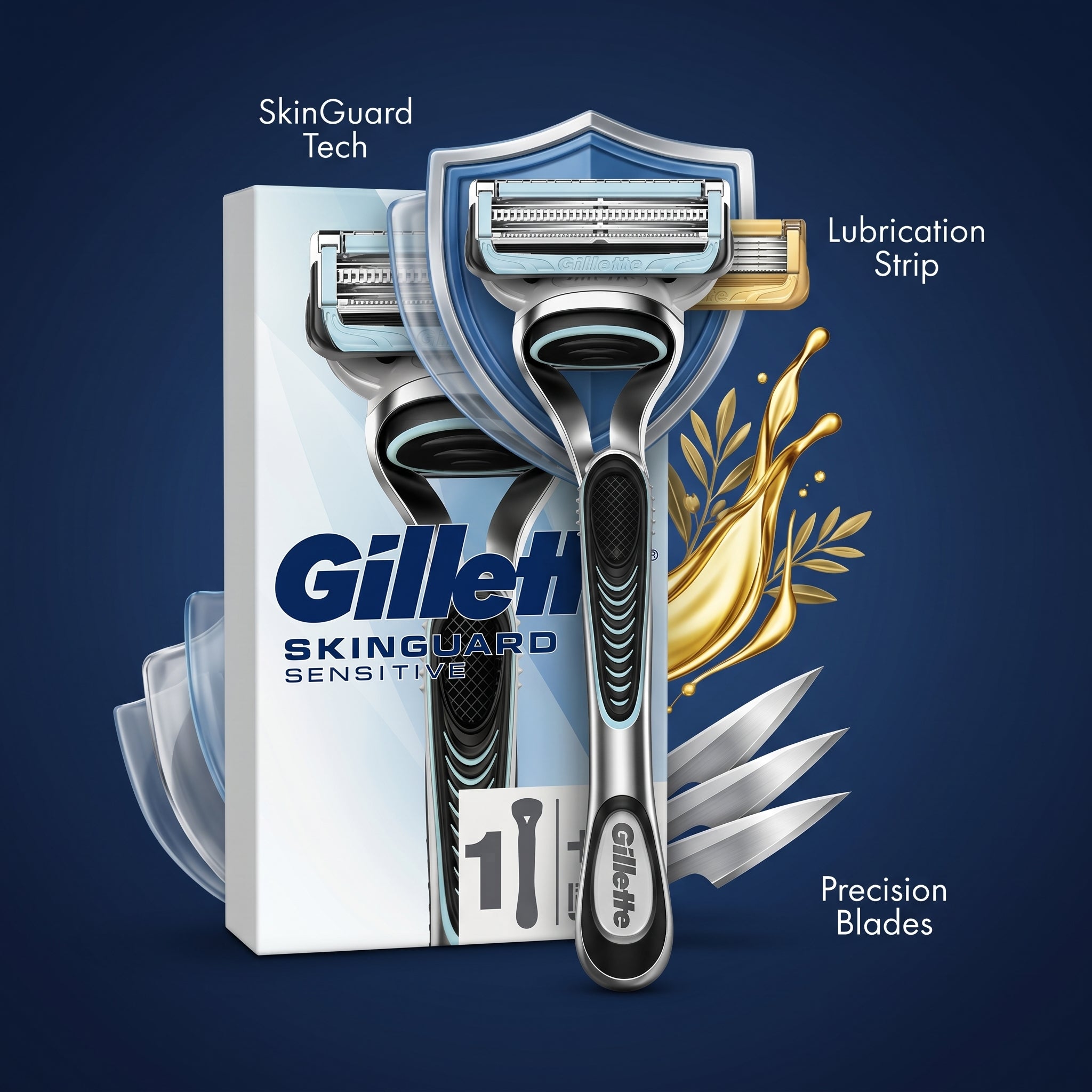 Gillette skinguard sensitive razor for men one head one blade