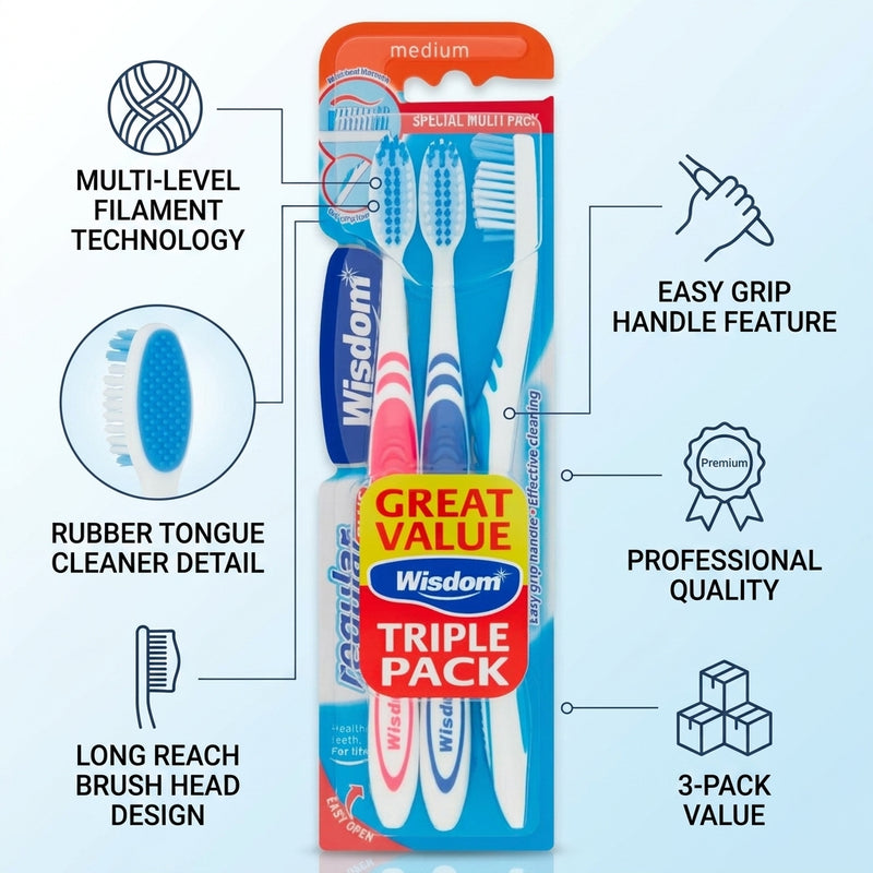 Wisdom 3 Medium Regular Plus Toothbrushes