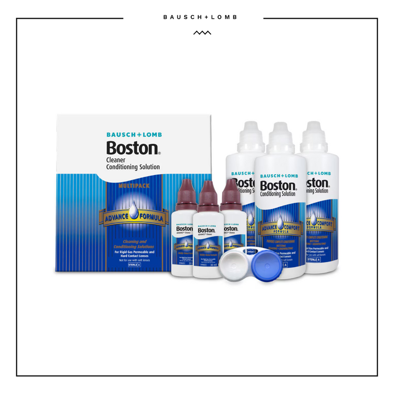Bausch + Lomb Boston Advance Cleaner Conditioning Solution Multipack 3x30ml Advance Cleaner, 3 x 120ml Advance comfort formula conditioning solution & 1 Contact lens case