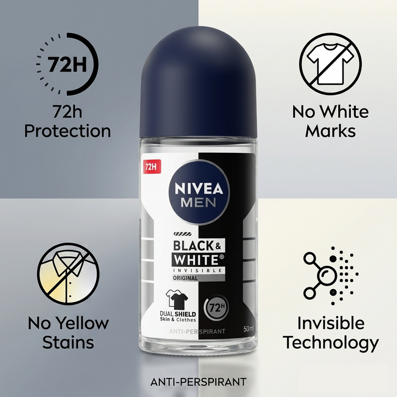 Nivea Black & White Invisible Original 72h x5 Anti-Perspirant 50ml