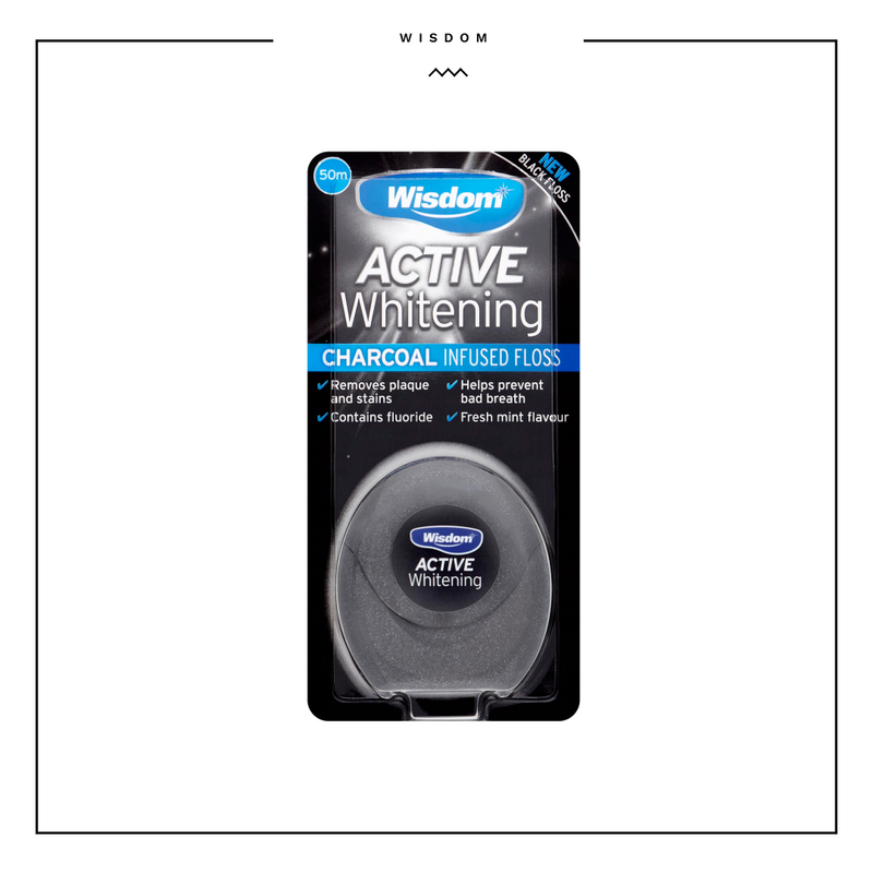 Wisdom Active Whitening Charcoal Floss 50m