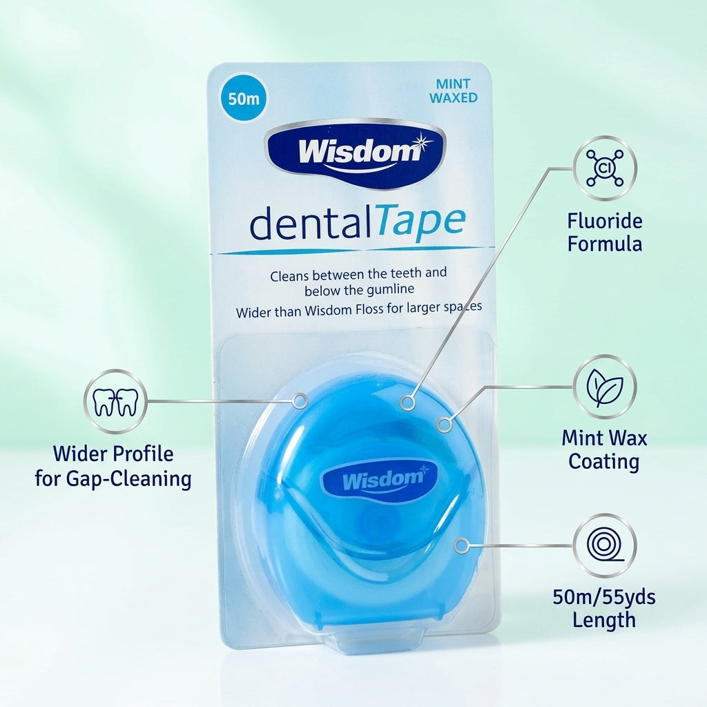 Wisdom Dental Tape 50m | Flossing 50m Mint Wax