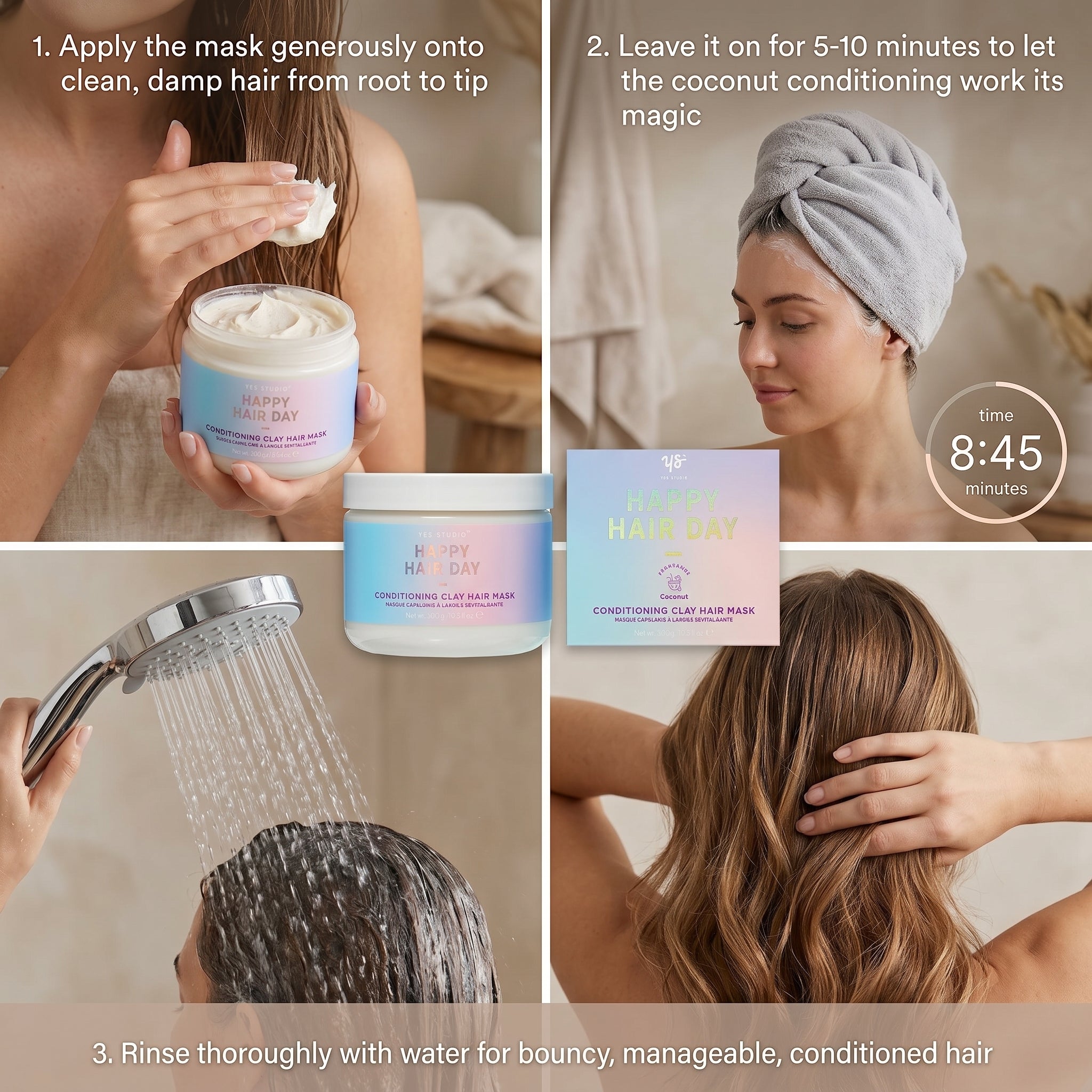 Yes Studio Happy Hair Day Conditioning Clay Hair Mask Coconut 300g