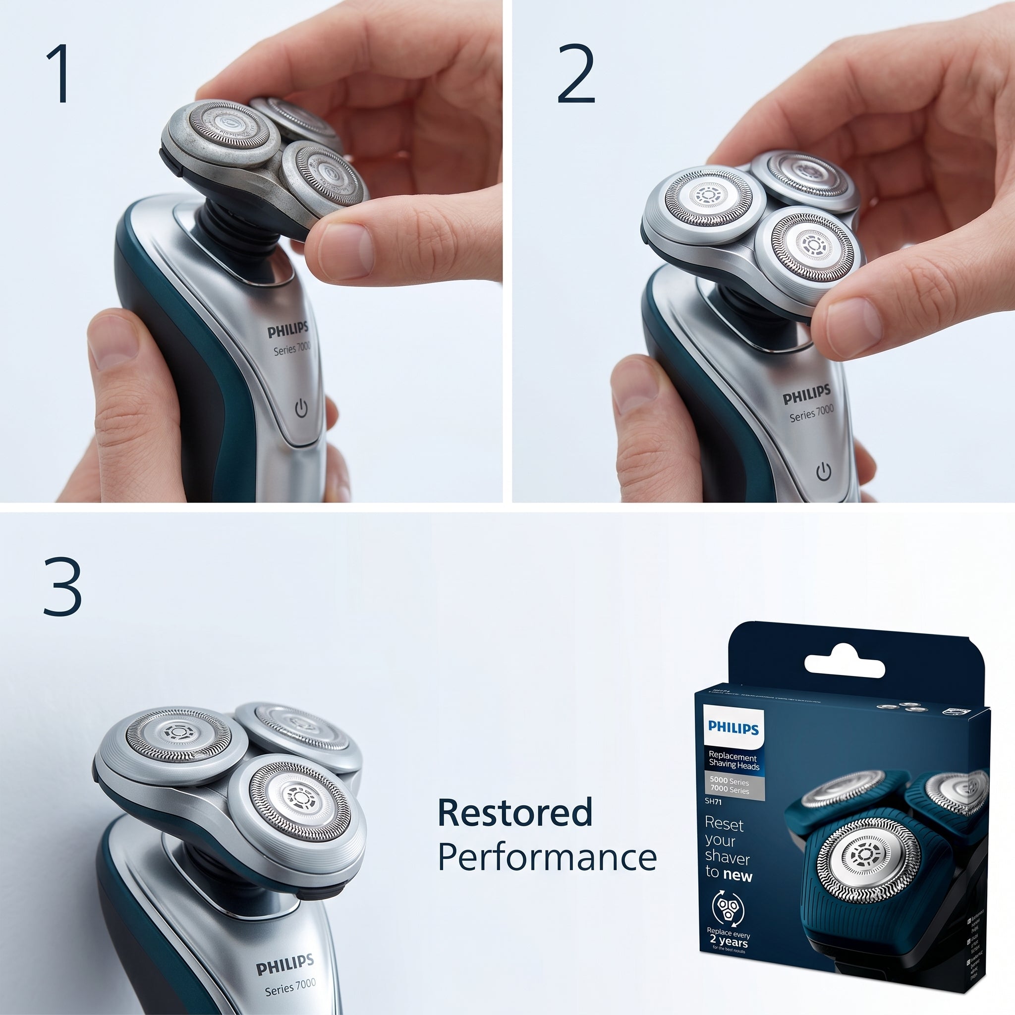 Philips Shaver Series 7000, 6000, 5000 Replacement Shaving Heads 30g