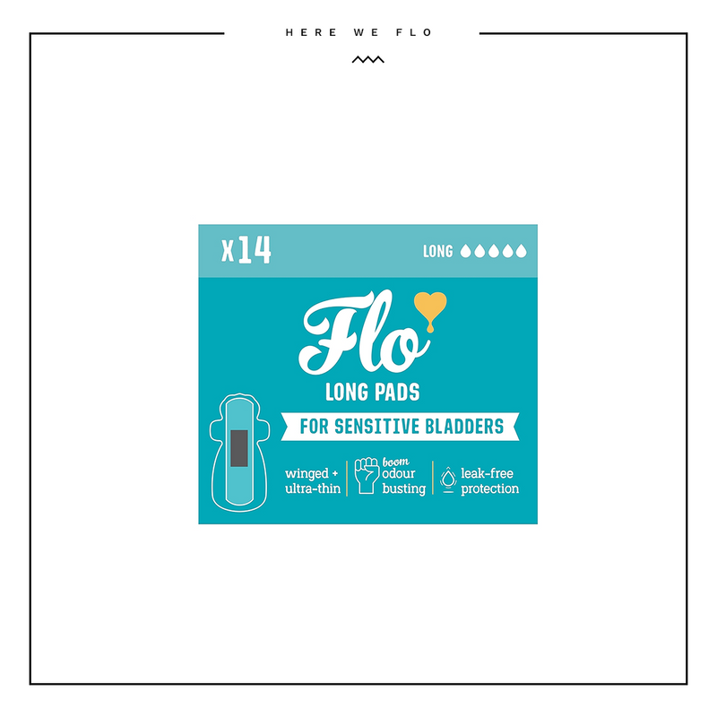 Flo Bamboo Sensitive Bladder Pads - Long, Here We Flo 14 pcs Ultra-Thin
