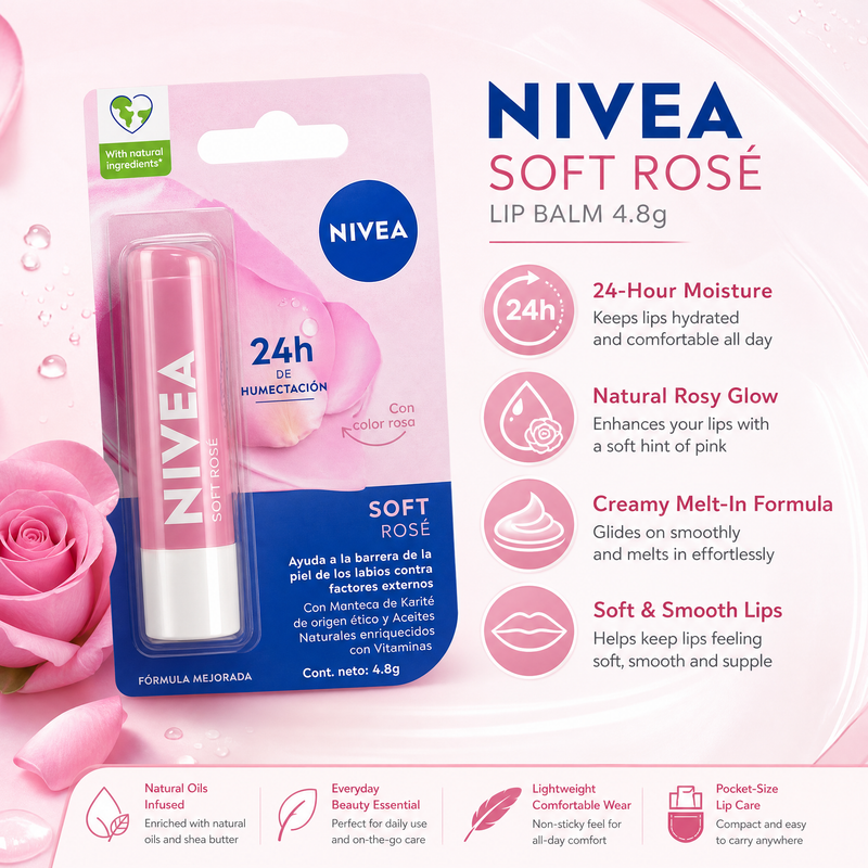 NIVEA Soft Rosé Lip Balm 4.8g