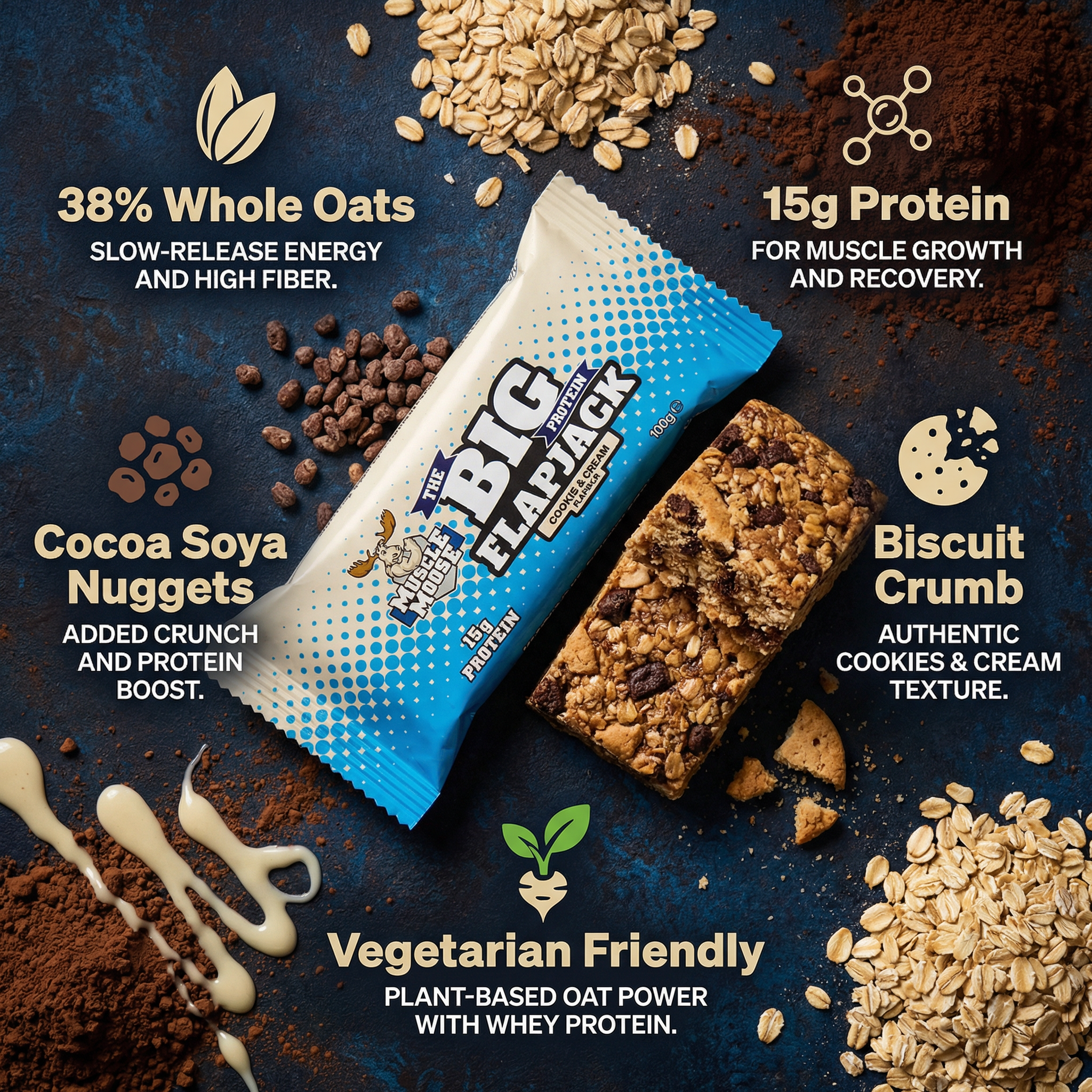 The Big Protein Flapjack Cookie & Cream 100g