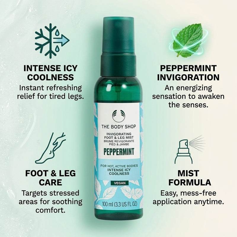 The Body Shop Peppermint Invigorating Foot & Leg Mist Intense Icy Coolness 100ml