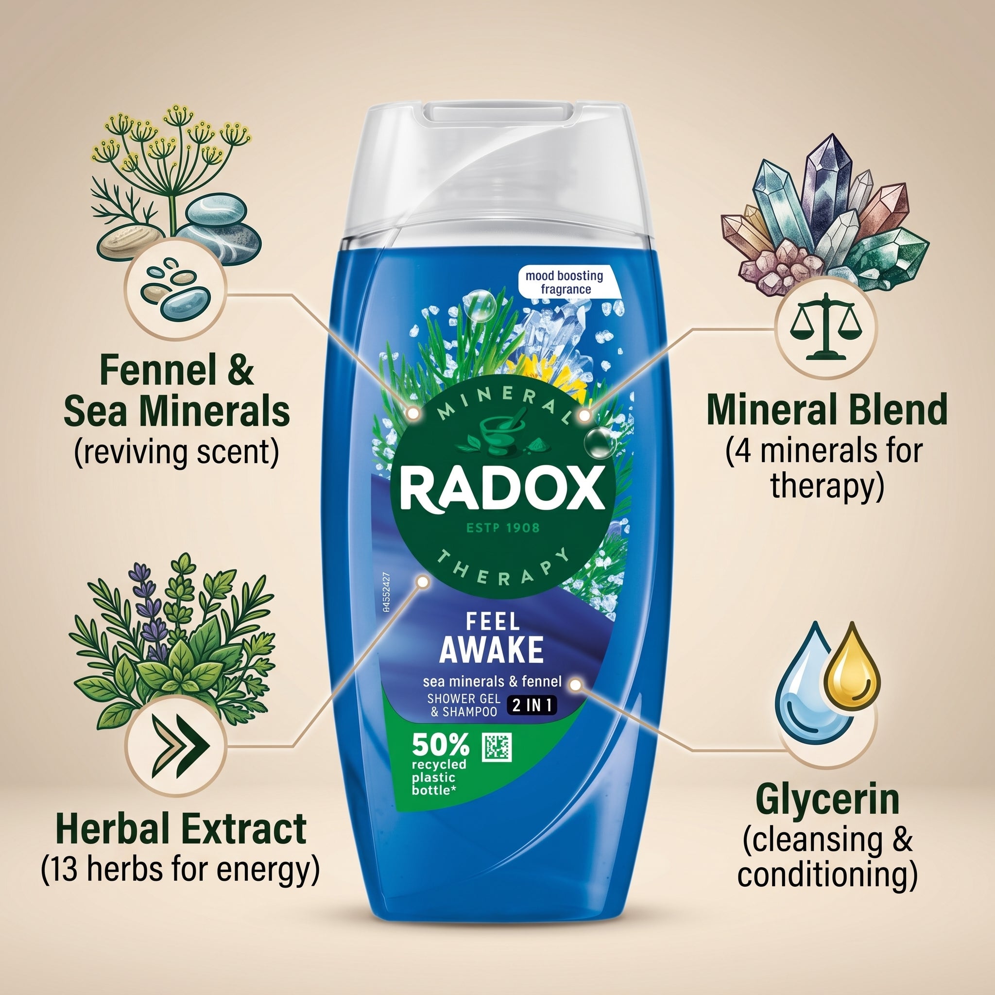 Radox Shower Gel 225ml Feel Awake