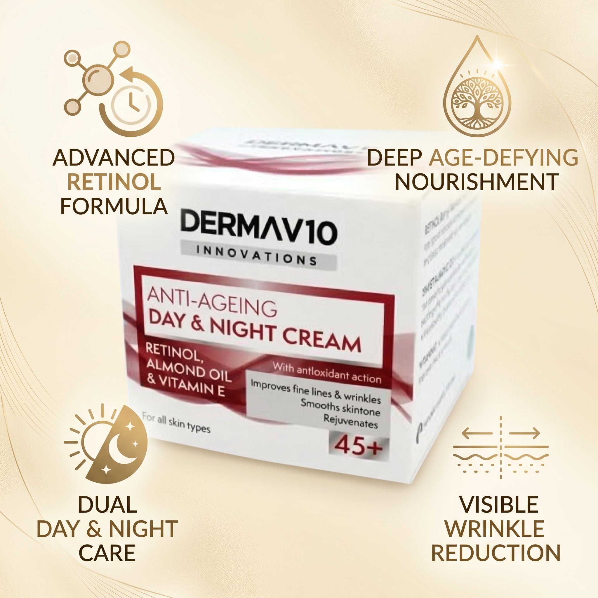 Derma V10 Anti-Ageing Retinol Day & Night Cream - 50ml