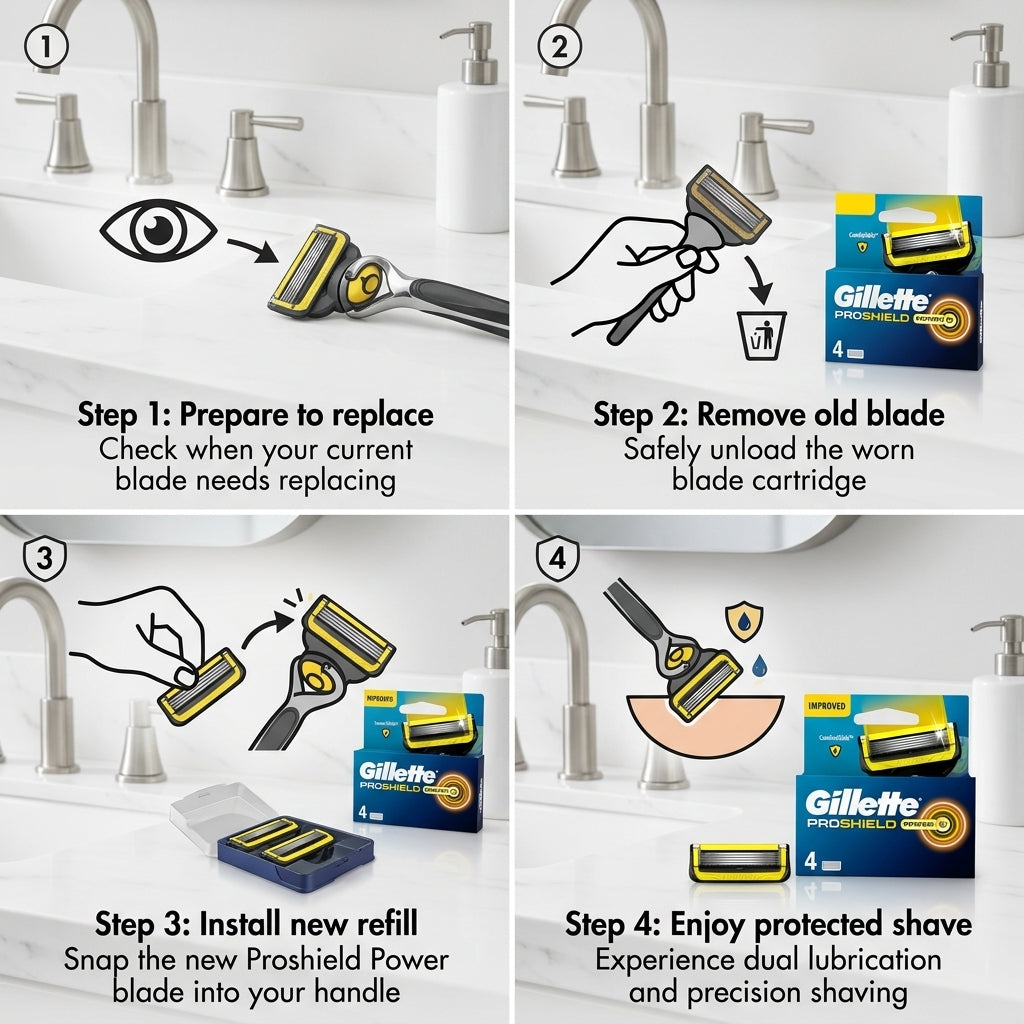 Gillette Proshield Power Men's Razor Blade Refills, 4 Count