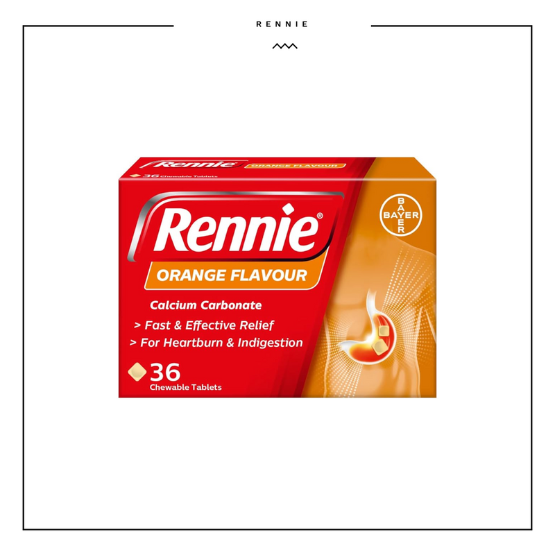 Rennie Orange Heartburn & Indigestion Tablets 500mg 36 Chewable Tablets
