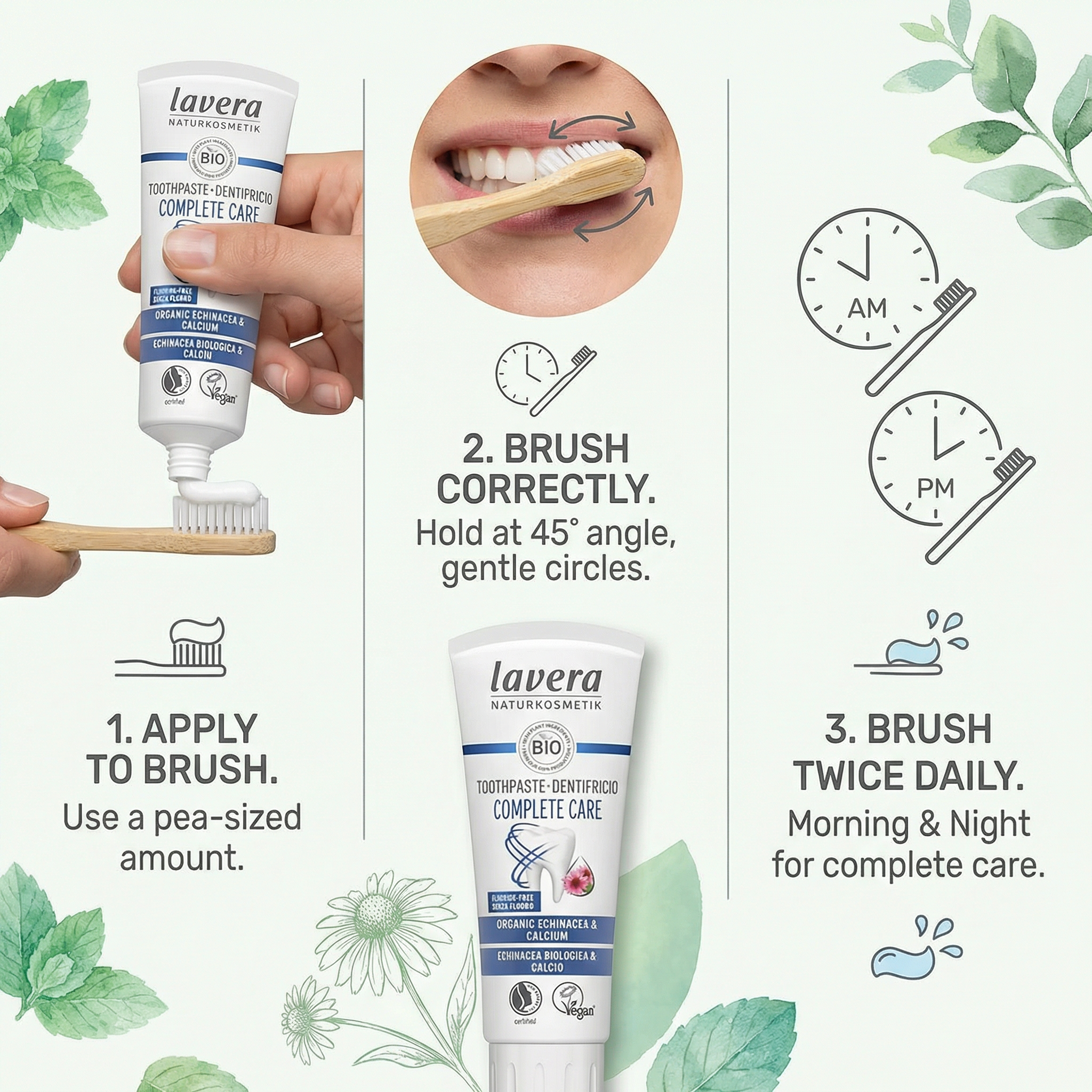 Lavera Basis Complete Care Toothpaste (with Echinacea, Fluoride Free) 75ml