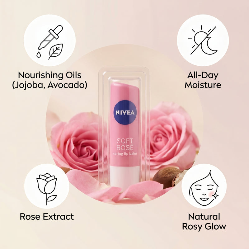 Nivea Soft Rose Lip Balm 4.8g