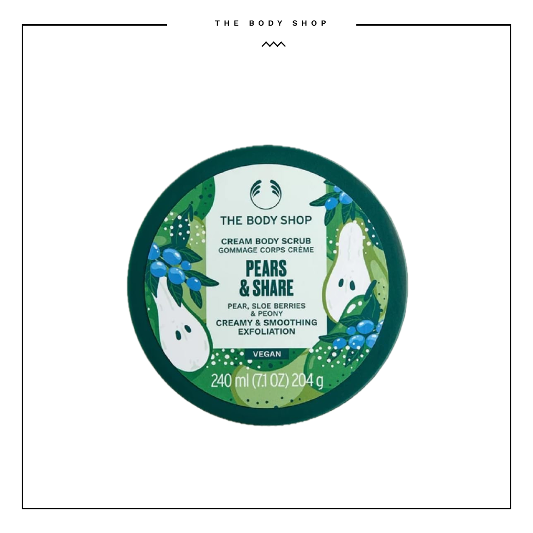 The Body Shop Pears & Share Cream Body Scrub Creamy & Smoothing Exfoliation 240ml
