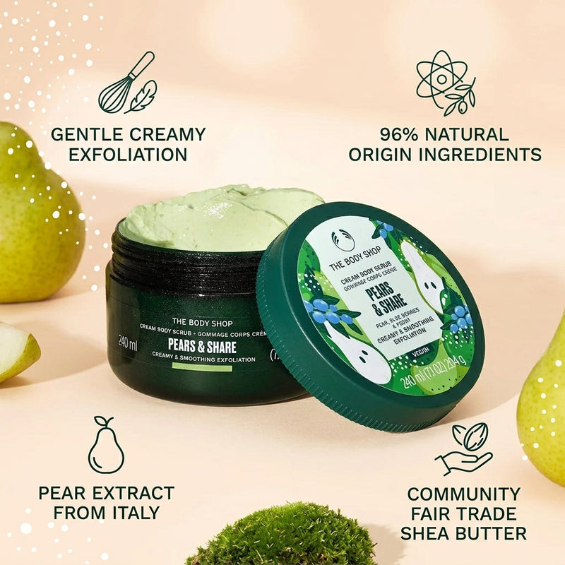 The Body Shop Pears & Share Cream Body Scrub Creamy & Smoothing Exfoliation 240ml