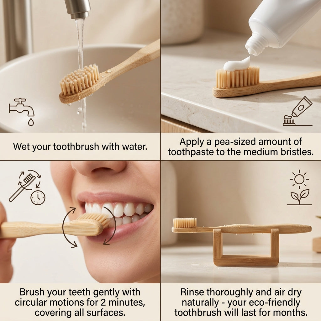 Wisdom Renew Bamboo Toothbrush Medium 100% Natural Bamboo Handle