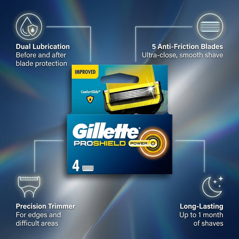 Gillette Proshield Power Men's Razor Blade Refills, 4 Count