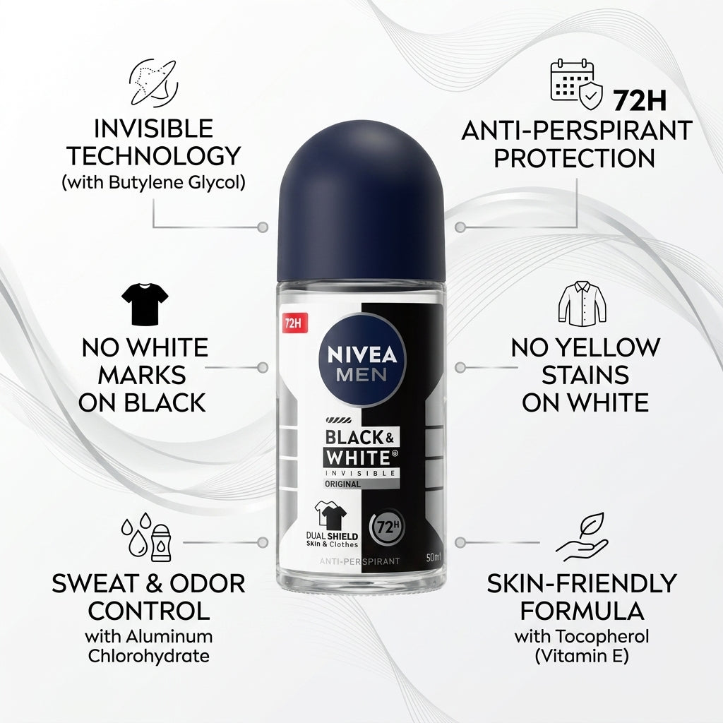 Nivea Black & White Invisible Original 72h x5 Anti-Perspirant 50ml
